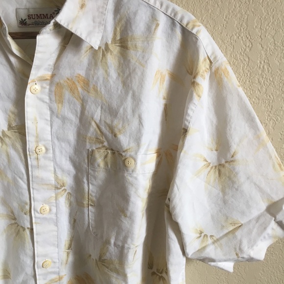 Men’s vintage SUMA linen tropical palm button up - Picture 2 of 5